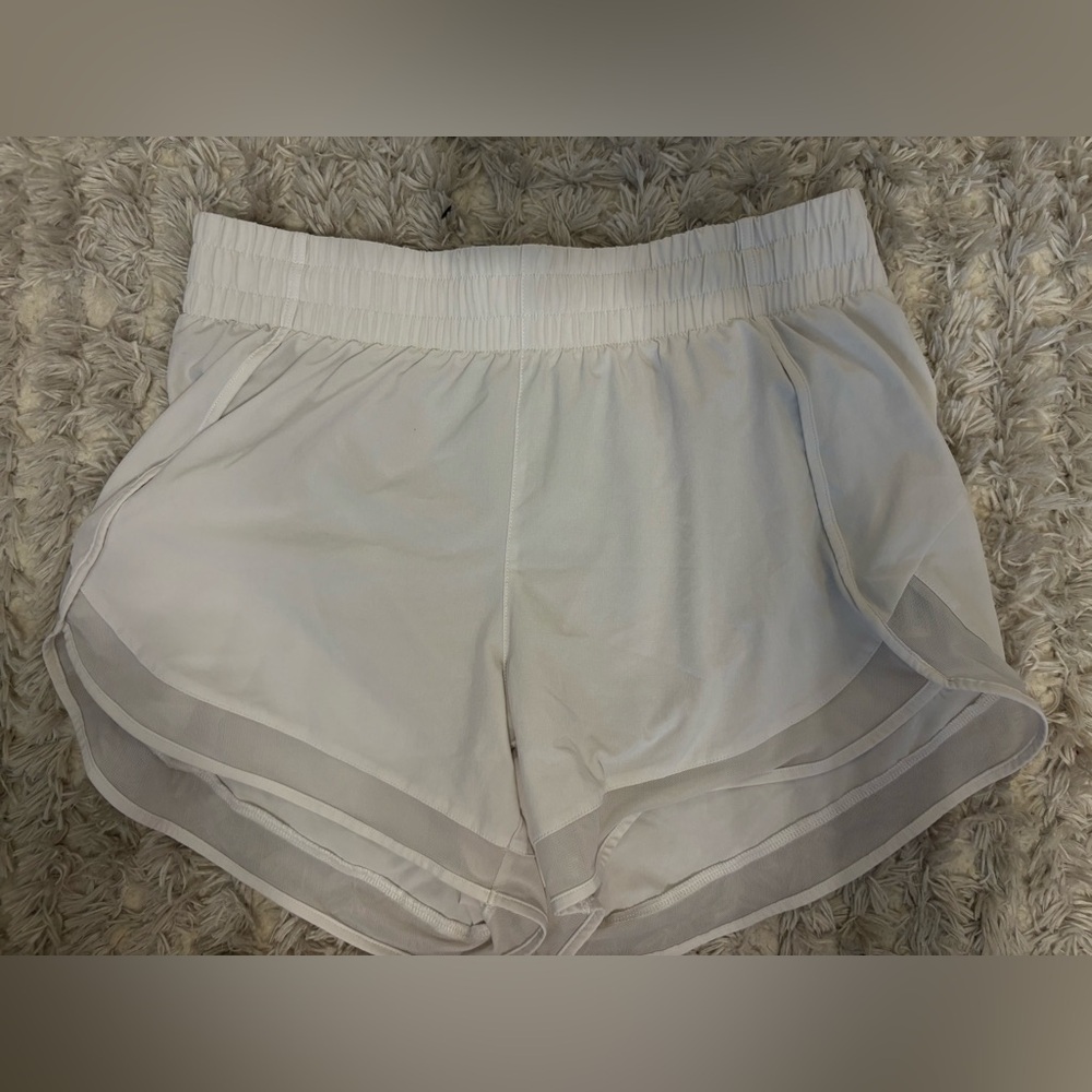 Athleta White Mesh Racer Shorts